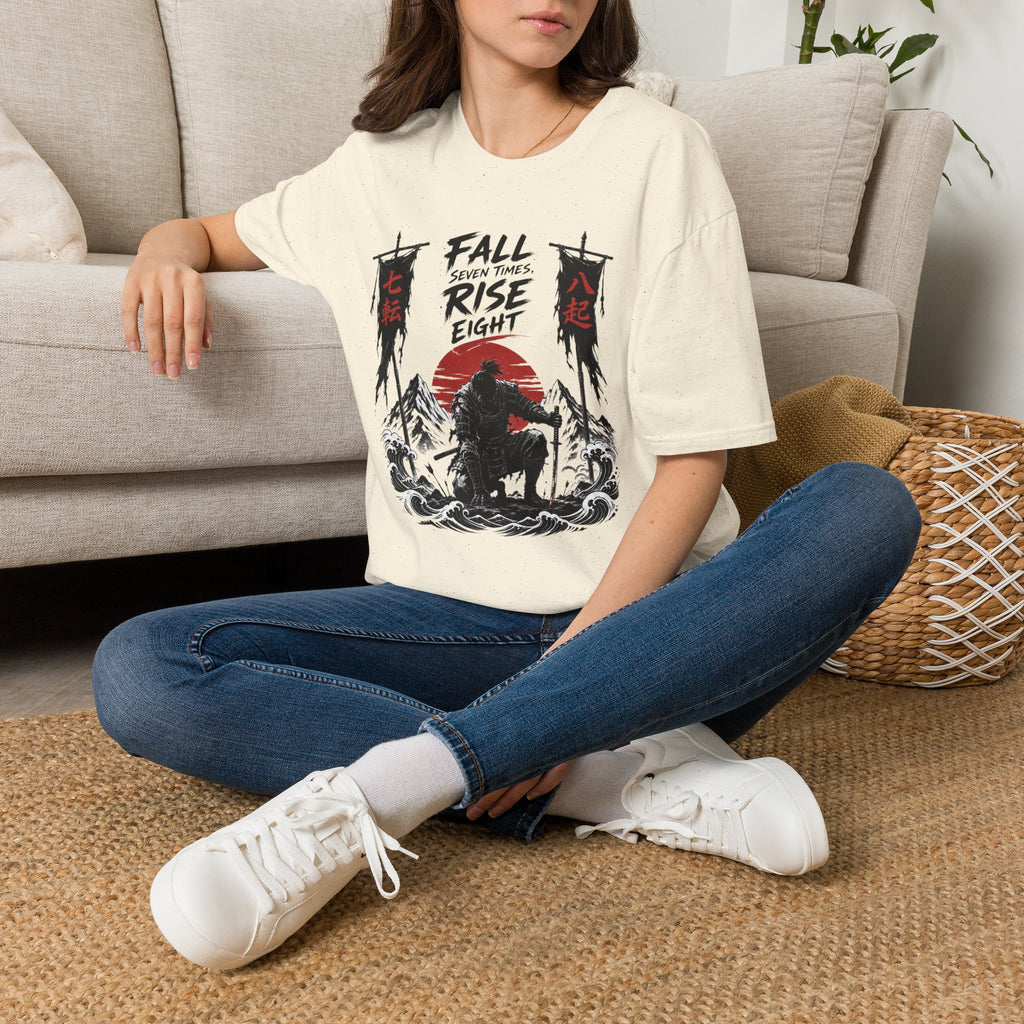 T-Shirt — “Fall Seven Times, Rise Eight” Samurai Graphic Tee
