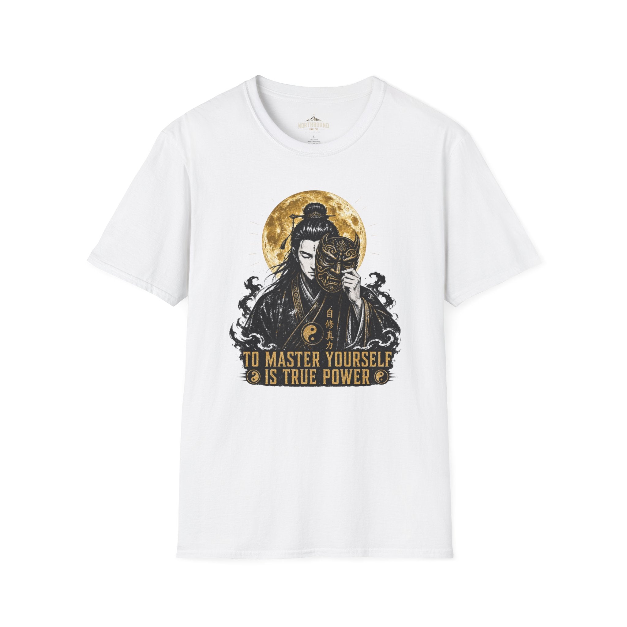 Samurai Mask T-Shirt – "To Master Yourself Is True Power" Graphic Tee
