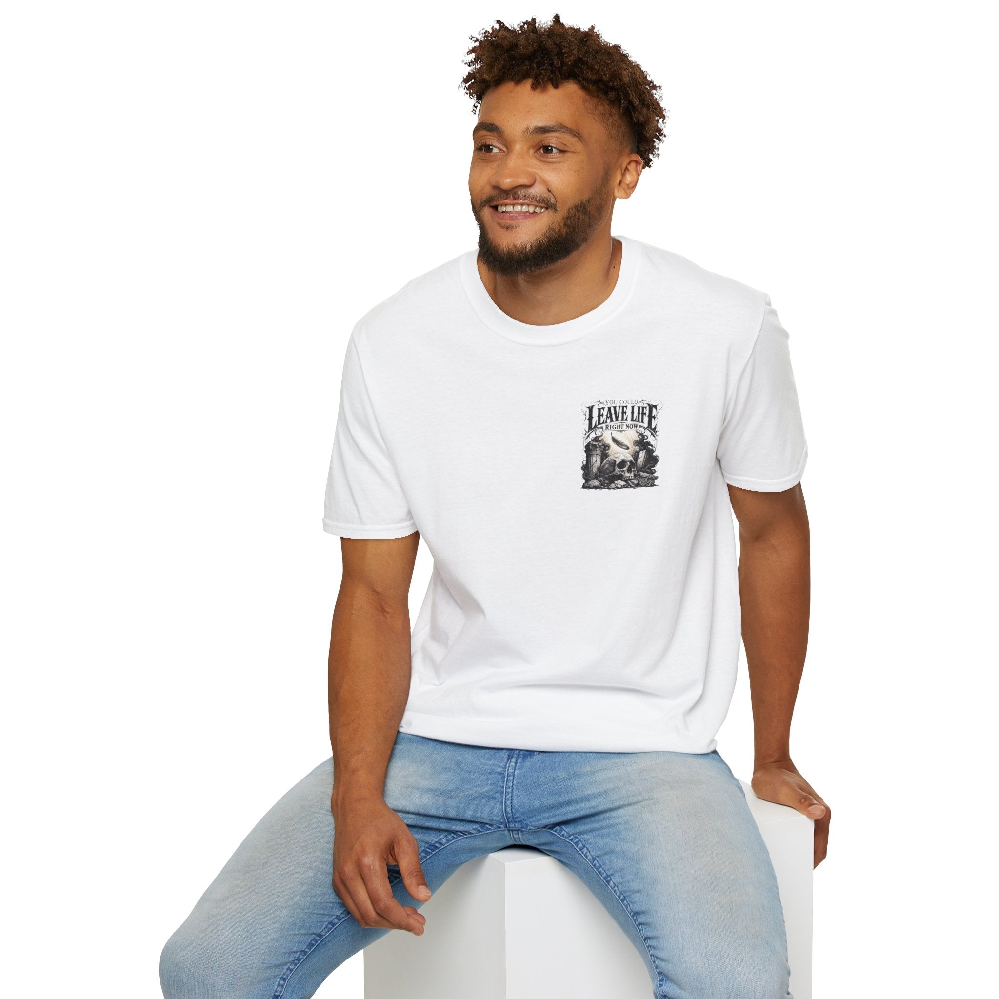 Skull & Mountains T-Shirt — "Leave Life" Adventure Graphic Tee