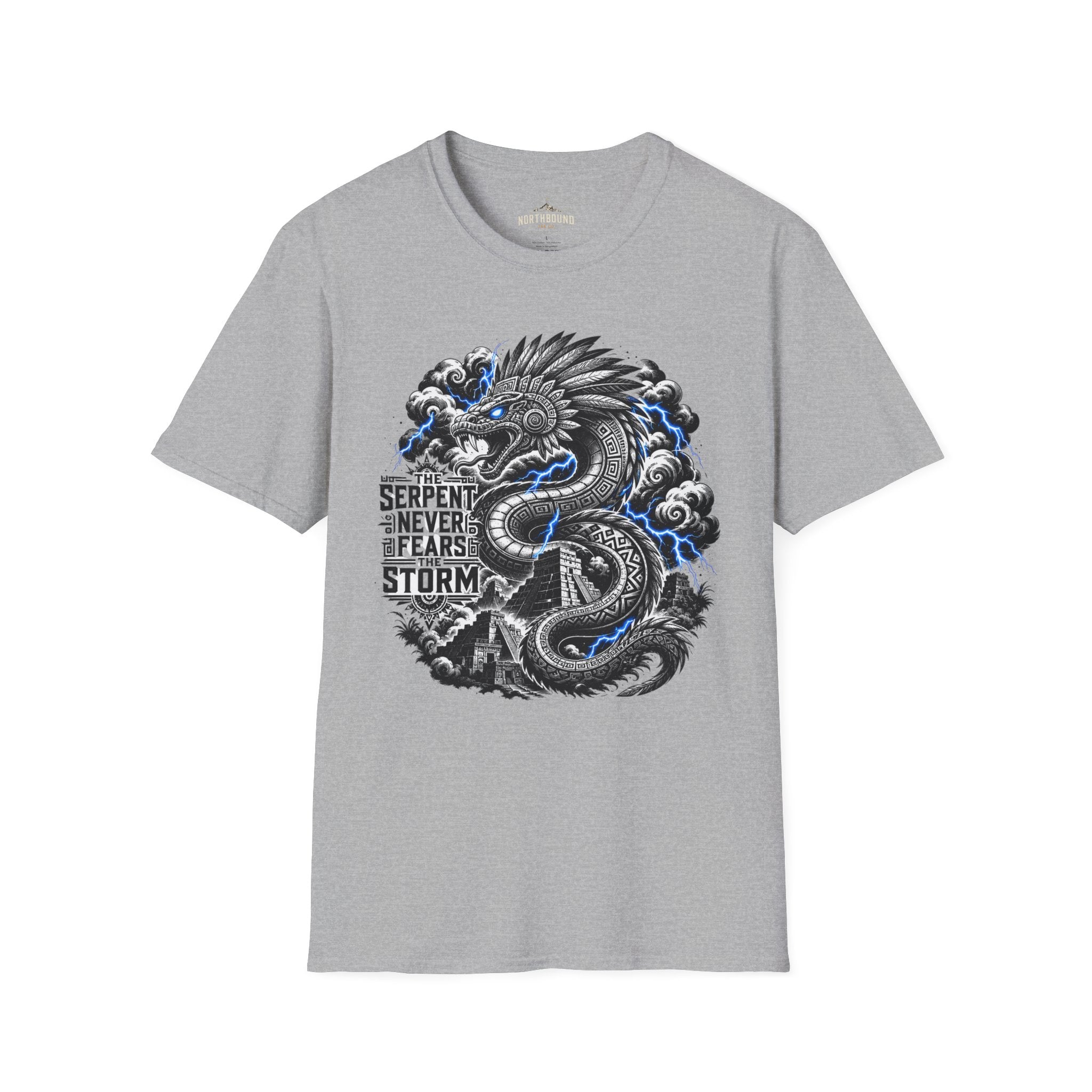 Aztec Serpent T-Shirt — “The Serpent Never Fears the Storm” Graphic Tee