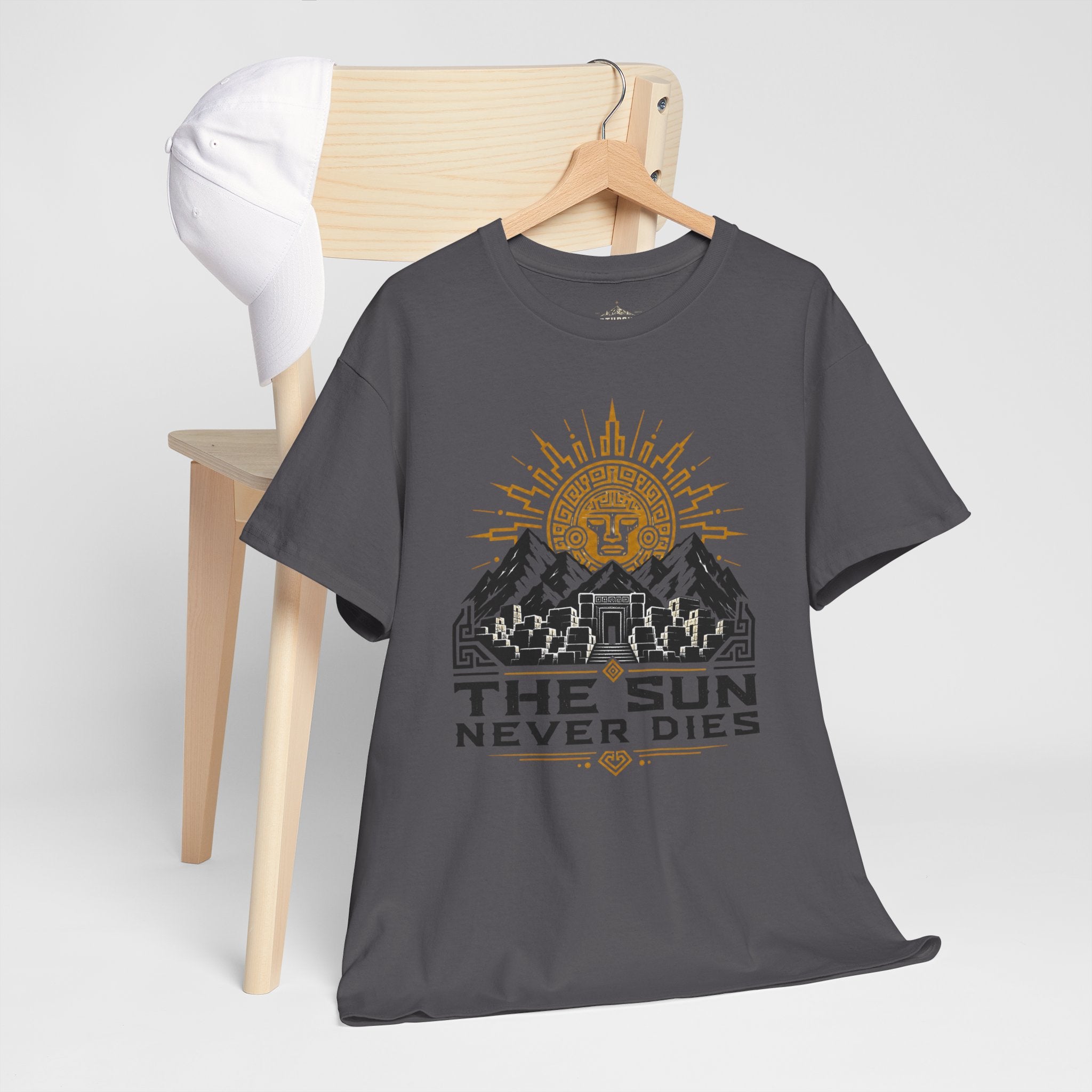 Sun Never Dies T-Shirt — Retro Mountain Adventure Tee