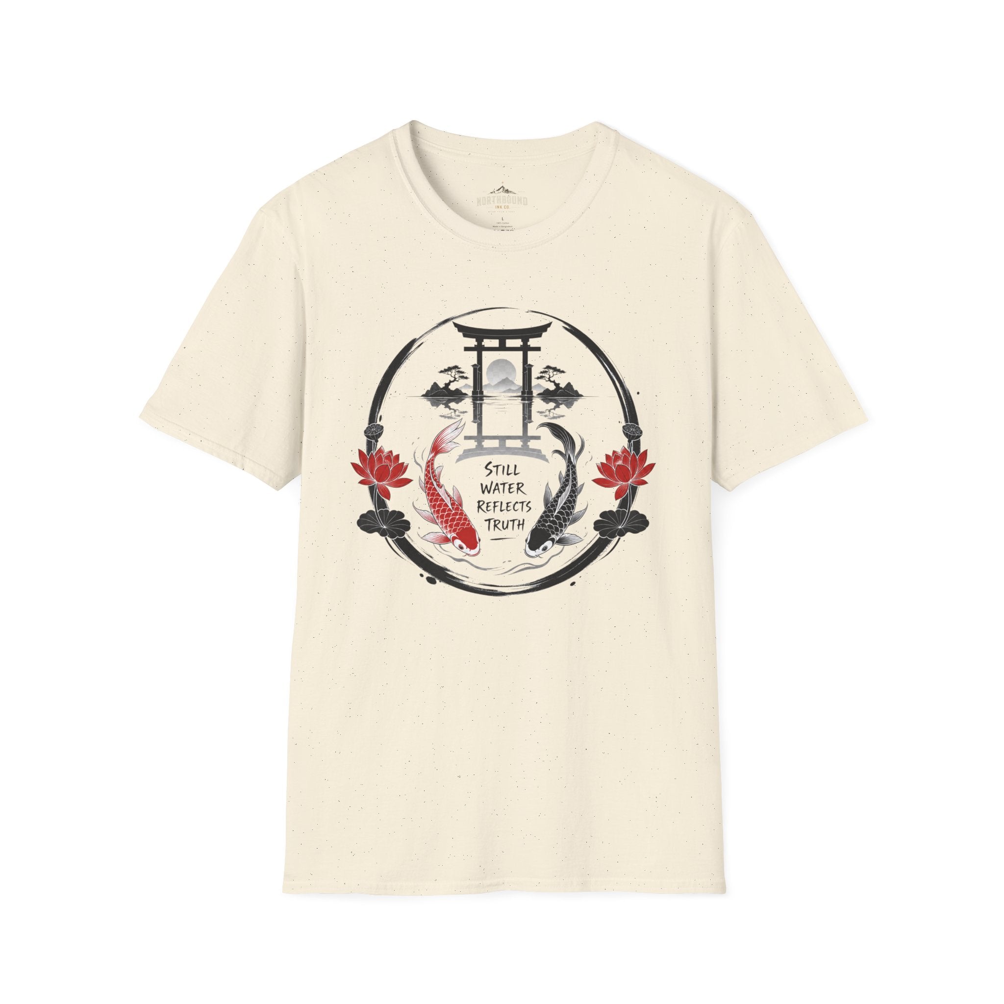 Zen Koi Torii T‑Shirt — "Still Water" Japanese Garden Graphic