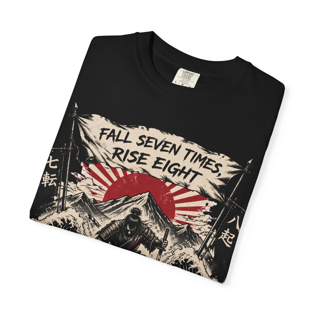 T-Shirt — "Fall Seven Times, Rise Eight" Samurai Graphic Tee