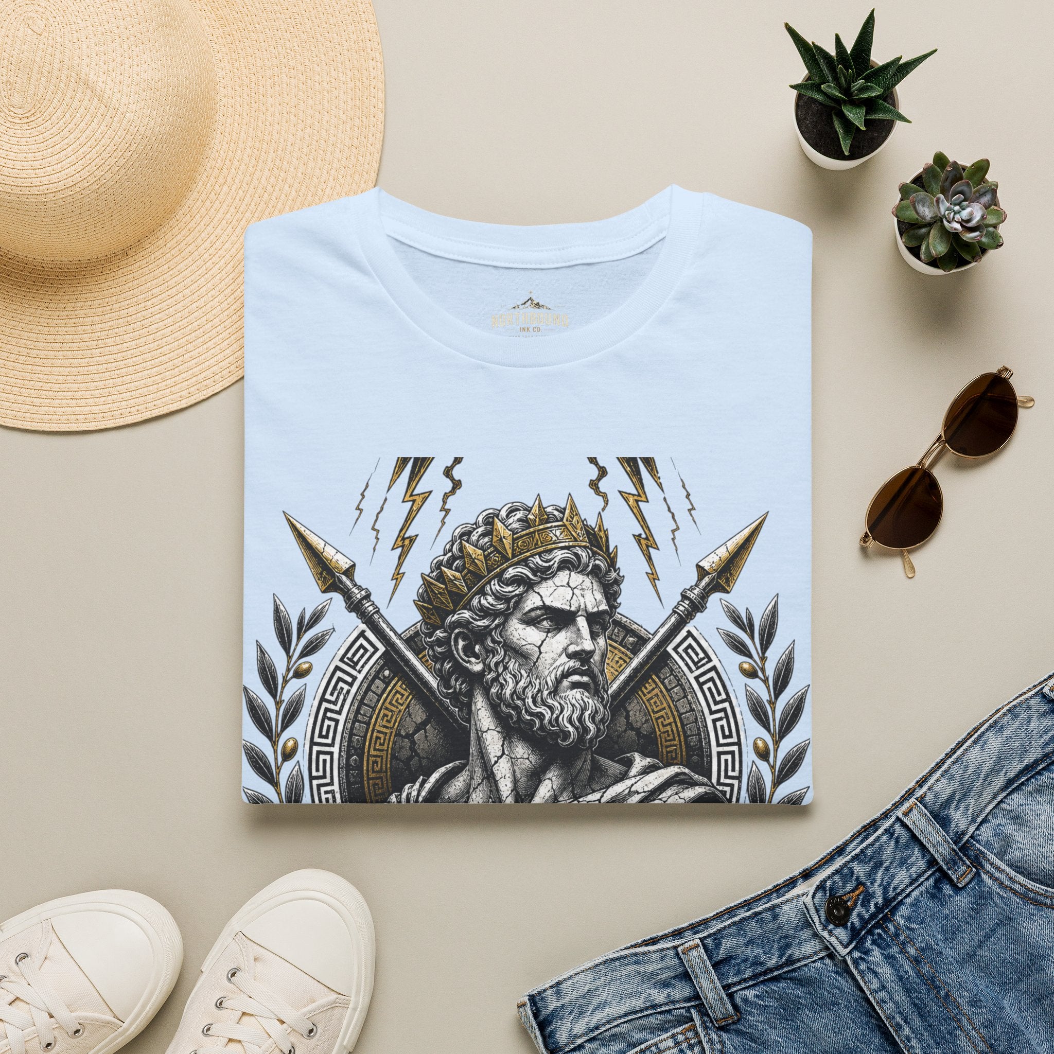 Zeus Lightning T-Shirt — 'Fortune Favors the Bold' Greek God Graphic Tee