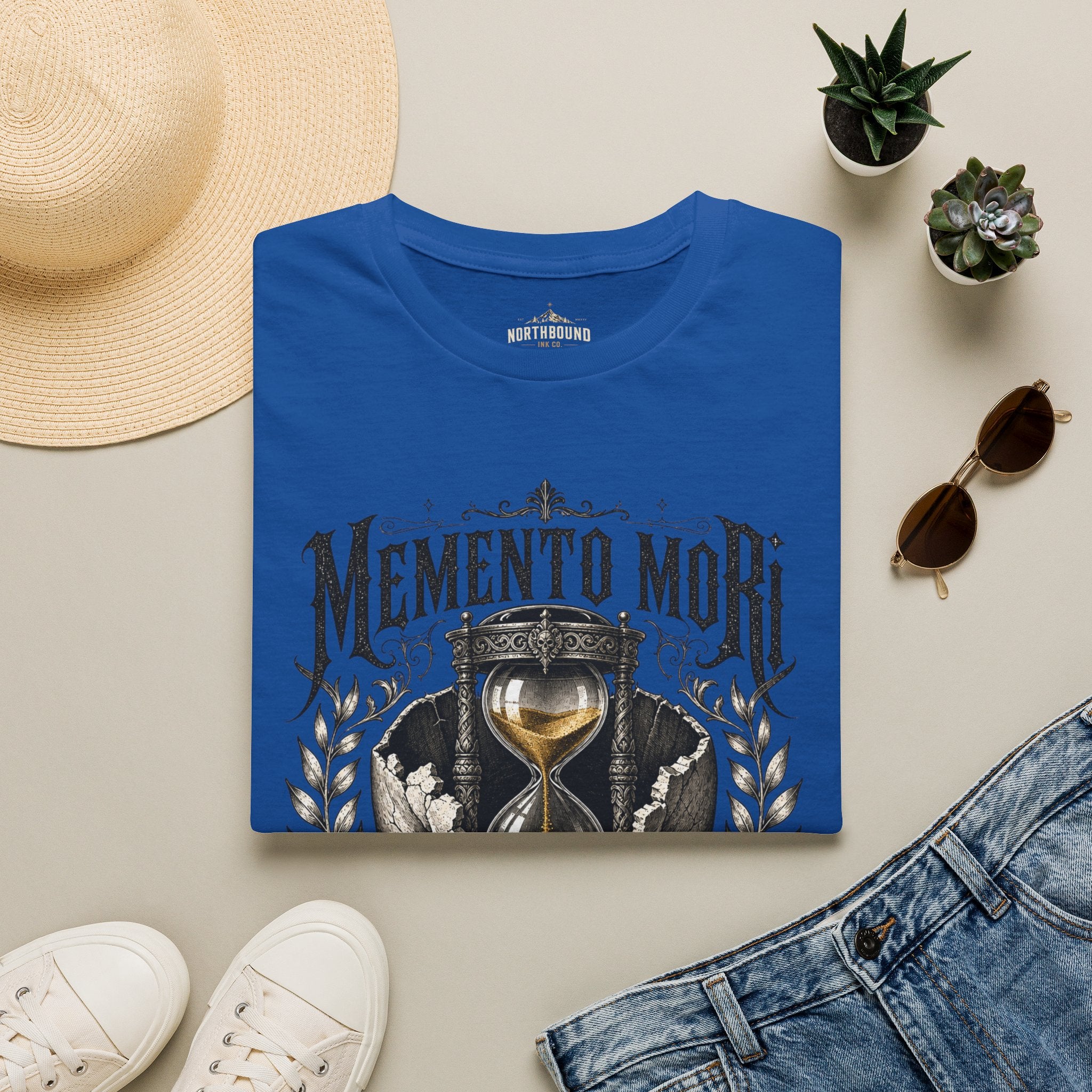 Memento Mori T-Shirt — Vintage Hourglass & Skull Death Awareness Tee