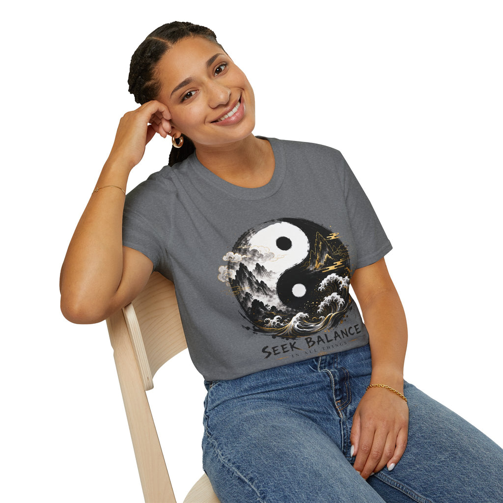 Yin Yang 'Seek Balance' Graphic T-Shirt