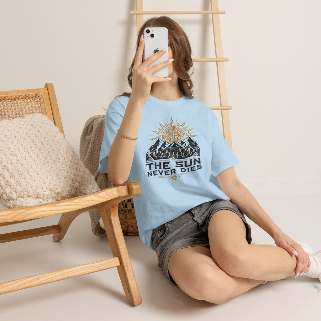 Sun Never Dies T-Shirt — Retro Mountain Adventure Tee