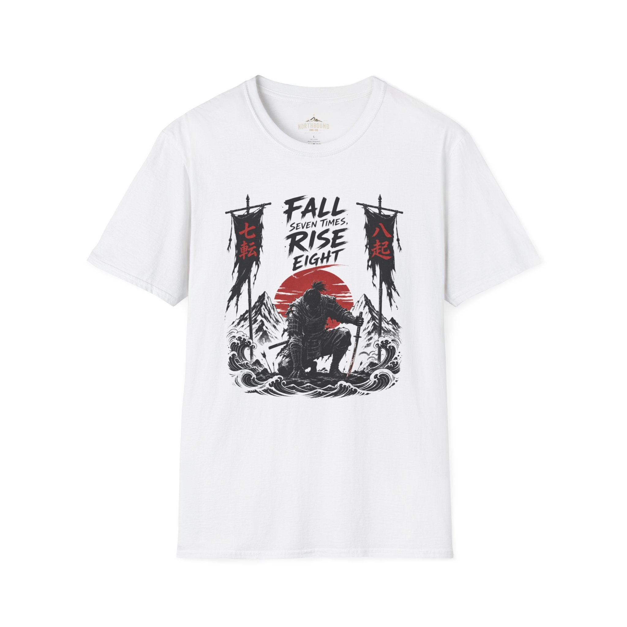 T-Shirt — “Fall Seven Times, Rise Eight” Samurai Graphic Tee