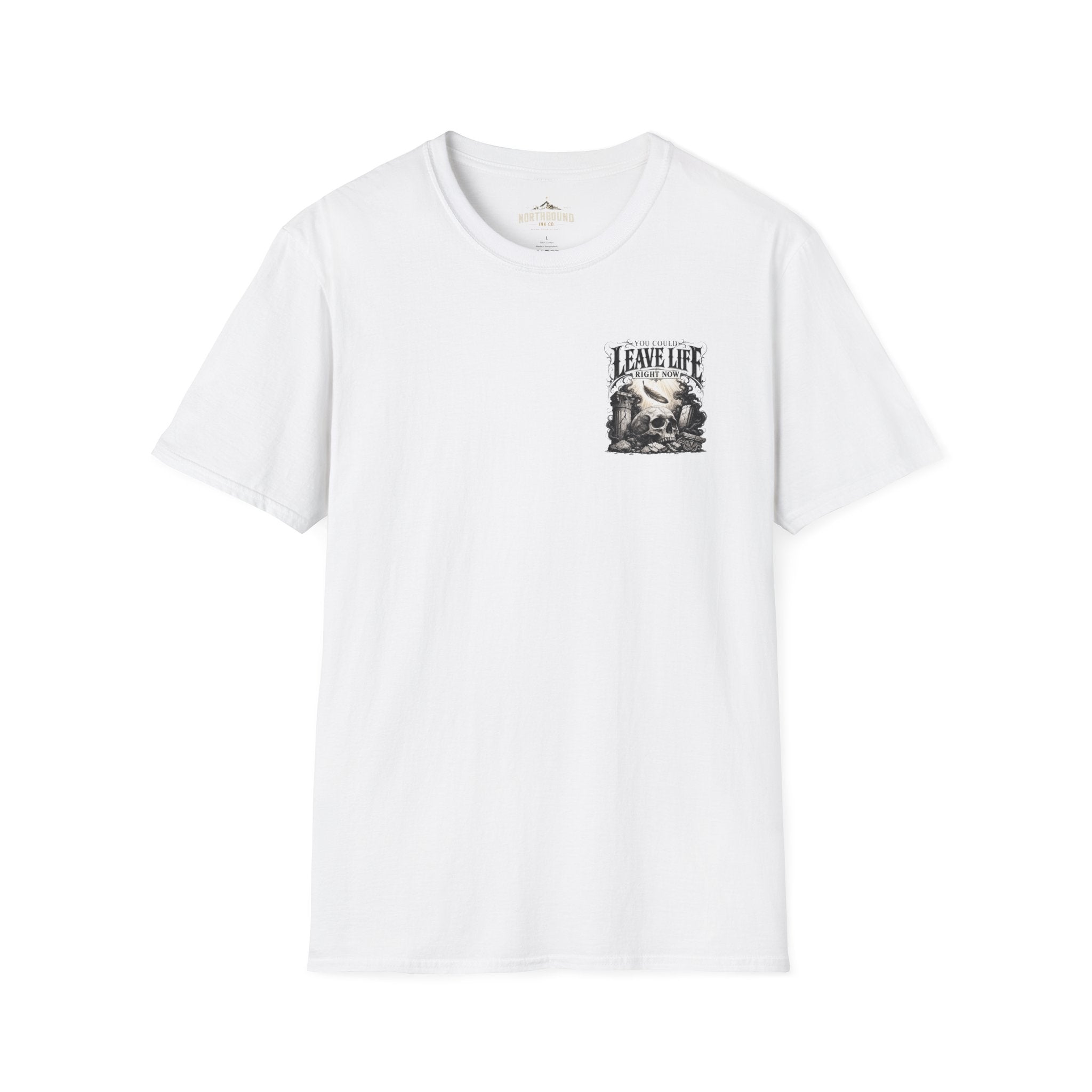 Skull & Mountains T-Shirt — "Leave Life" Adventure Graphic Tee