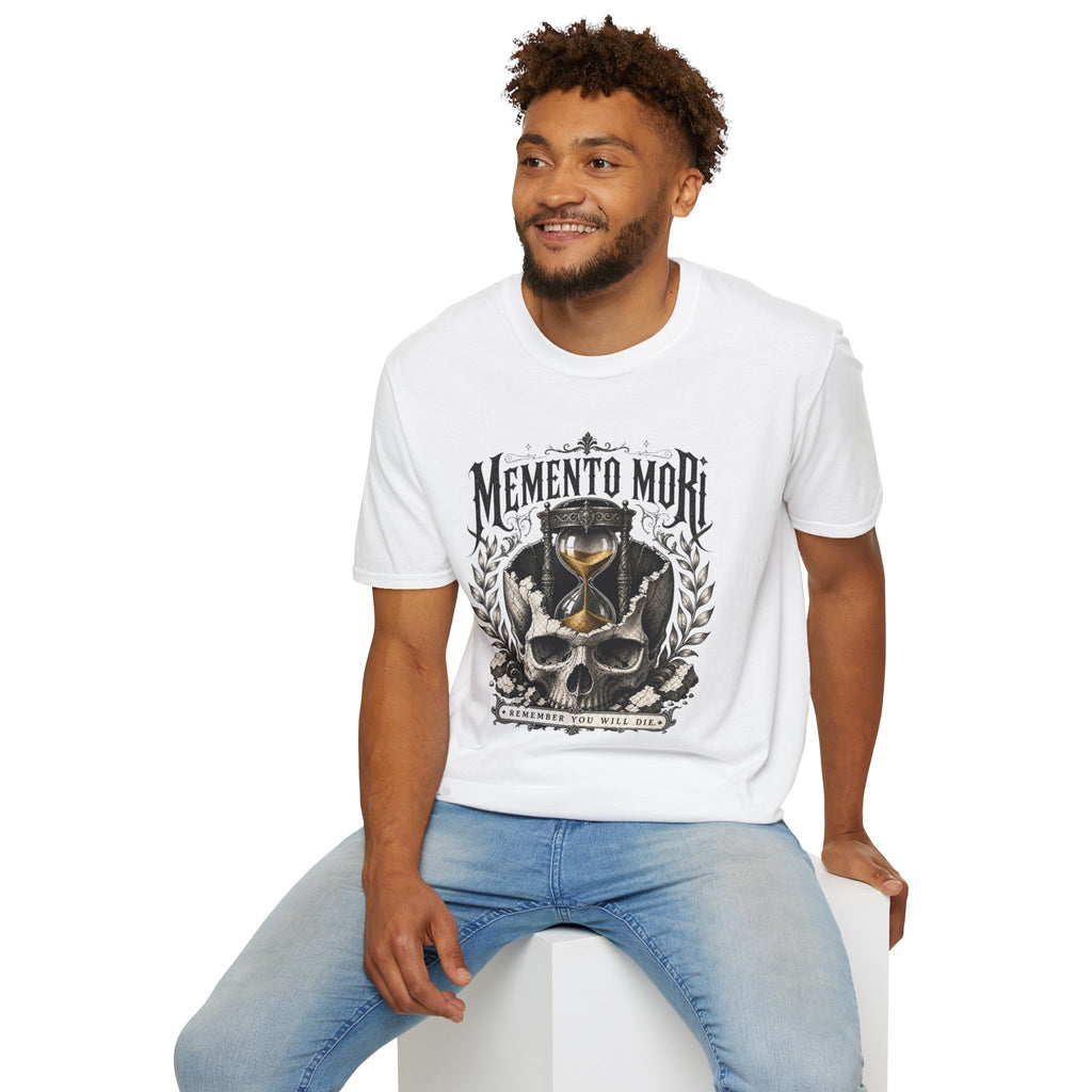 Memento Mori T-Shirt — Vintage Hourglass & Skull Death Awareness Tee