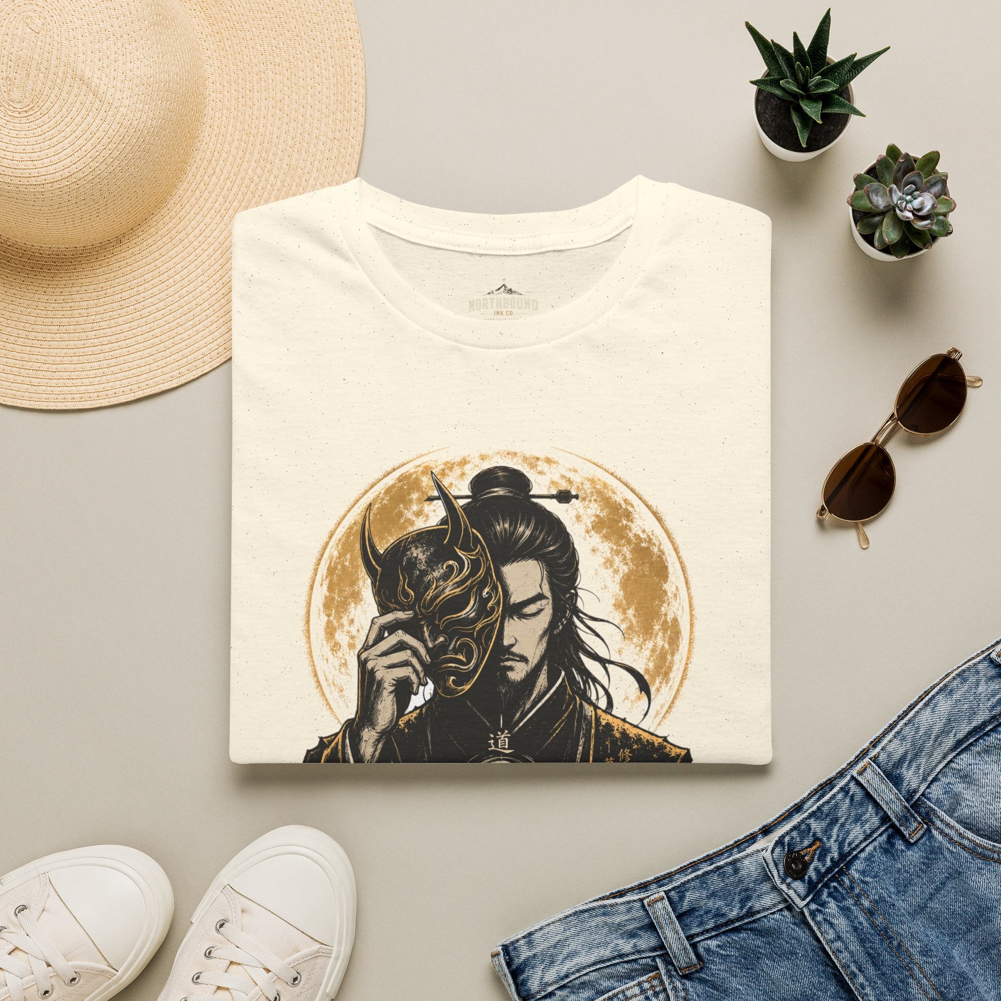 Samurai Mask Tee — "To Master Yourself Is Power" Graphic T-Shirt