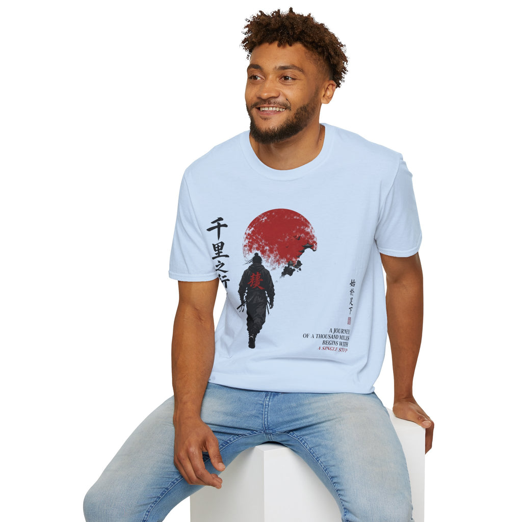 Samurai Walk T-Shirt — Red Sun Japanese Warrior Graphic