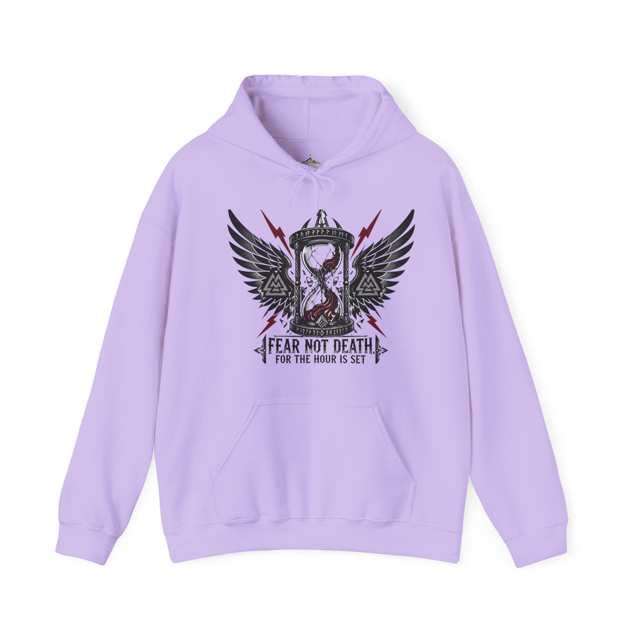 Fear Not Death Hourglass Wings Hoodie — Gothic Inspirational Pullover