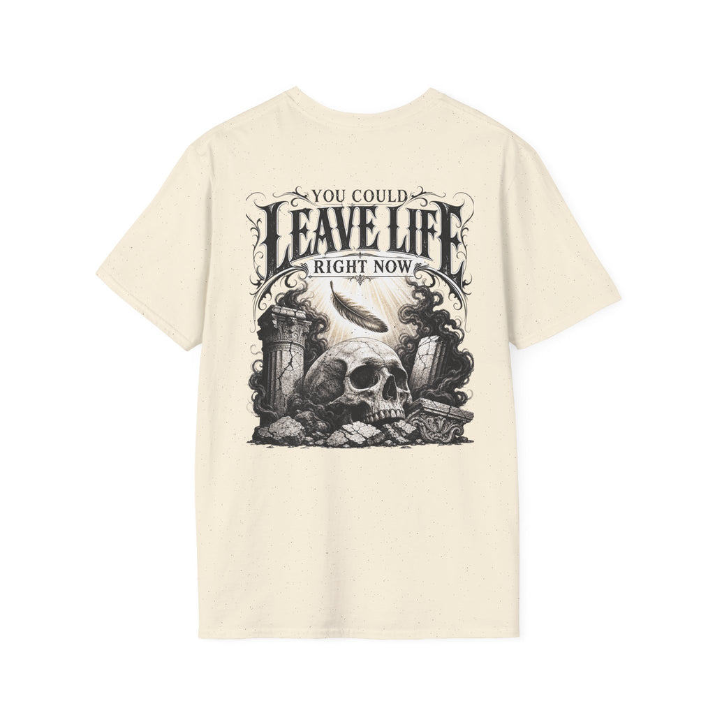 Skull & Mountains T-Shirt — "Leave Life" Adventure Graphic Tee
