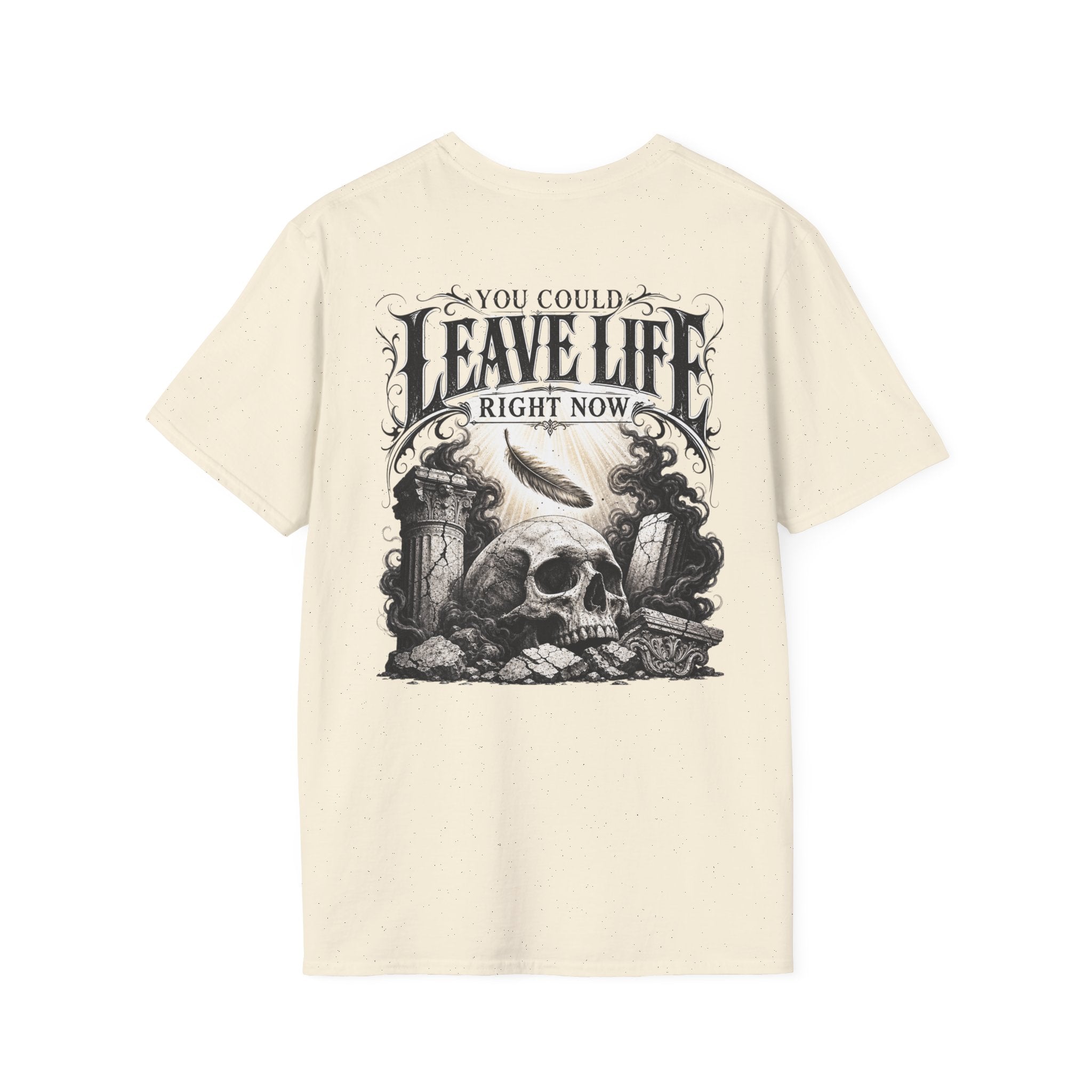 Skull & Mountains T-Shirt — "Leave Life" Adventure Graphic Tee