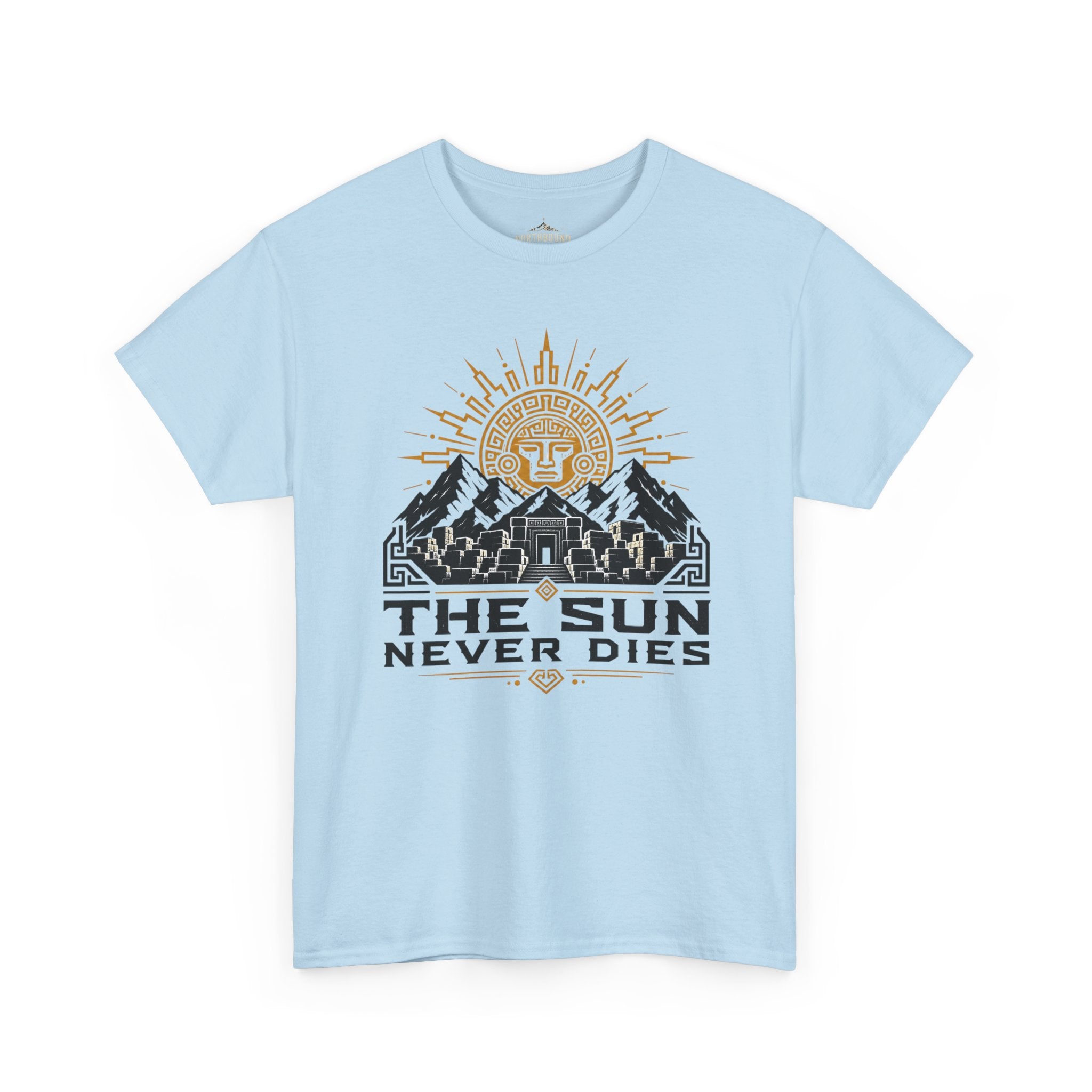 Sun Never Dies T-Shirt — Retro Mountain Adventure Tee