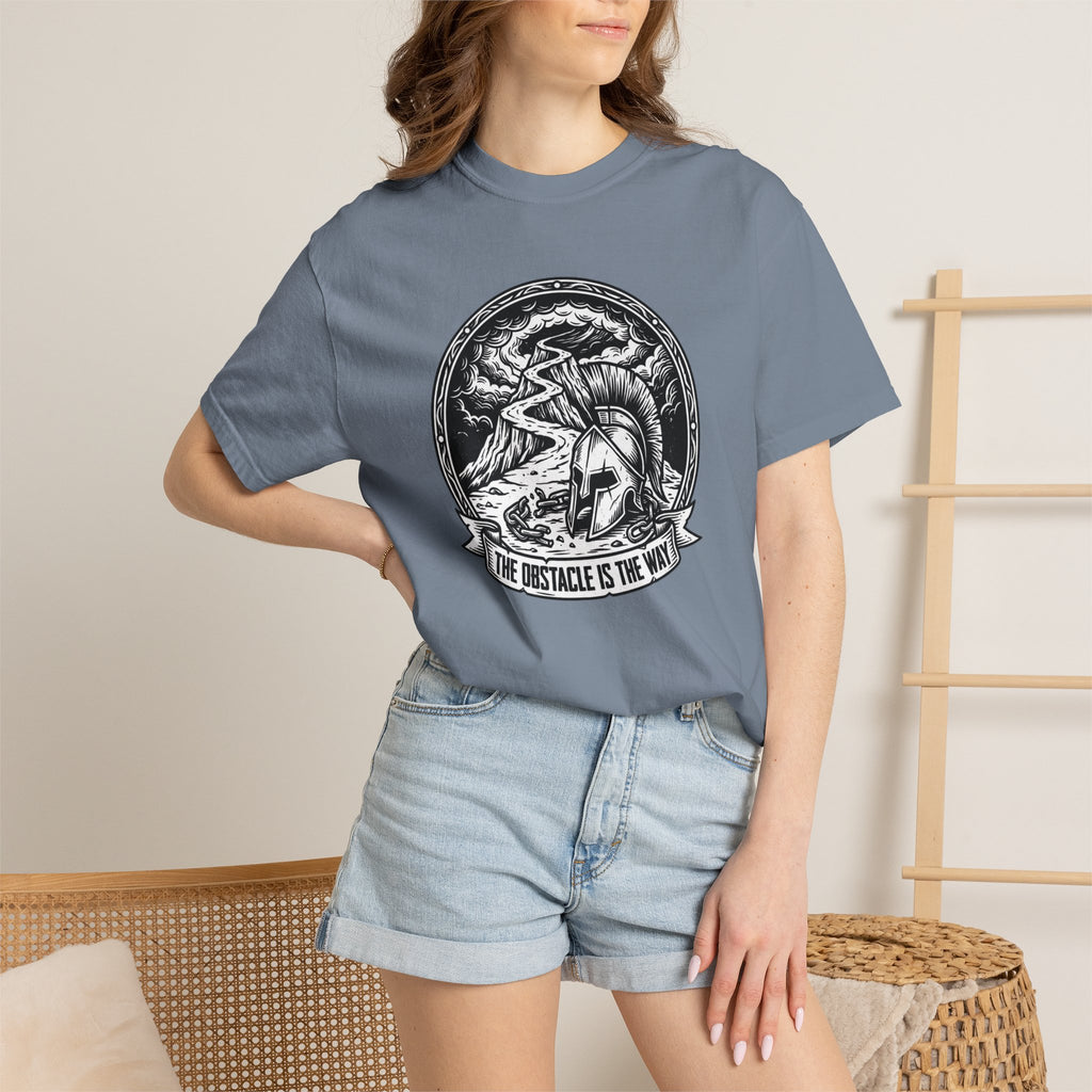 T-Shirt — 'The Obstacle Is The Way' Spartan Helmet Graphic Tee