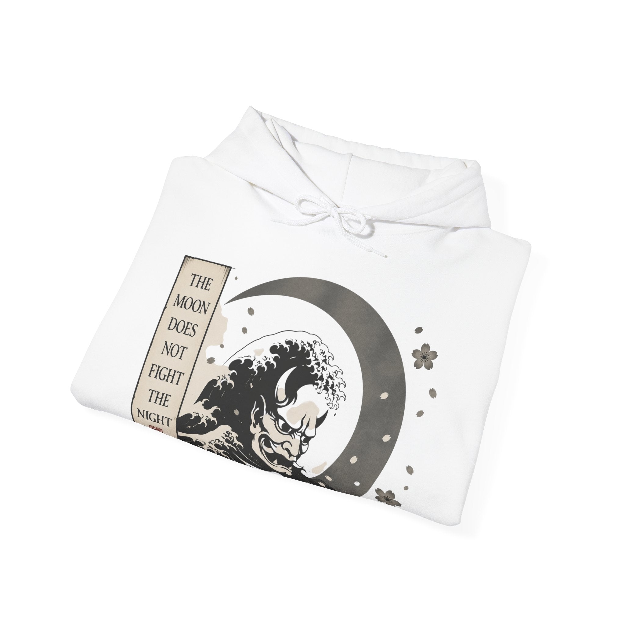 Moon Tide Wave Hoodie — "The Moon Does Not Fright the Night" Japanese Wave Graphic