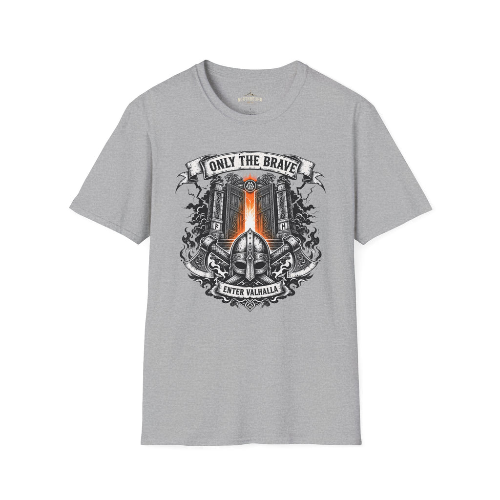 Only The Brave T-Shirt — Gothic Knight Helmet & Castle Illustration