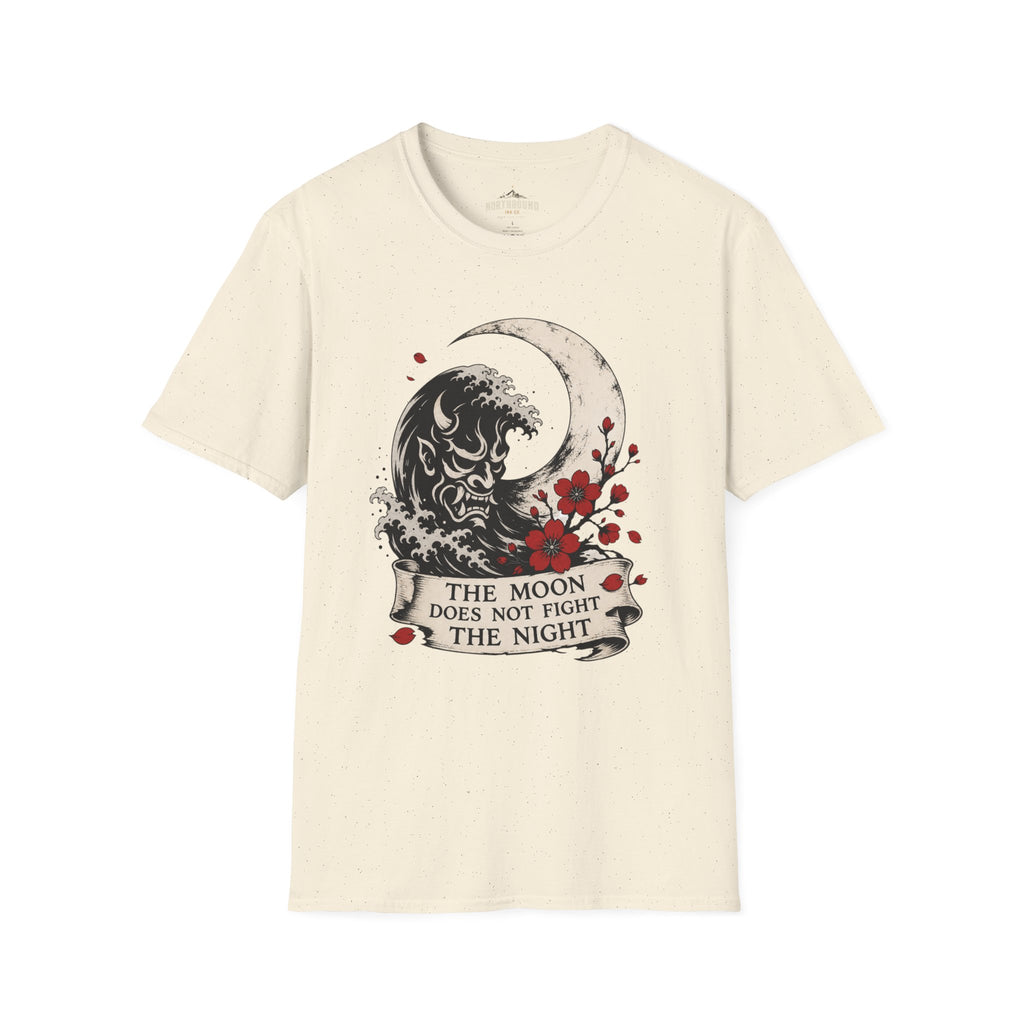 Moon & Wave Graphic T-Shirt — "The Moon Does Not Fight The Night"