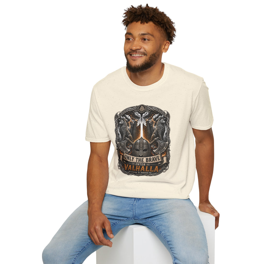 Valhalla T-Shirt — "Only The Brave" Viking Shield Tee