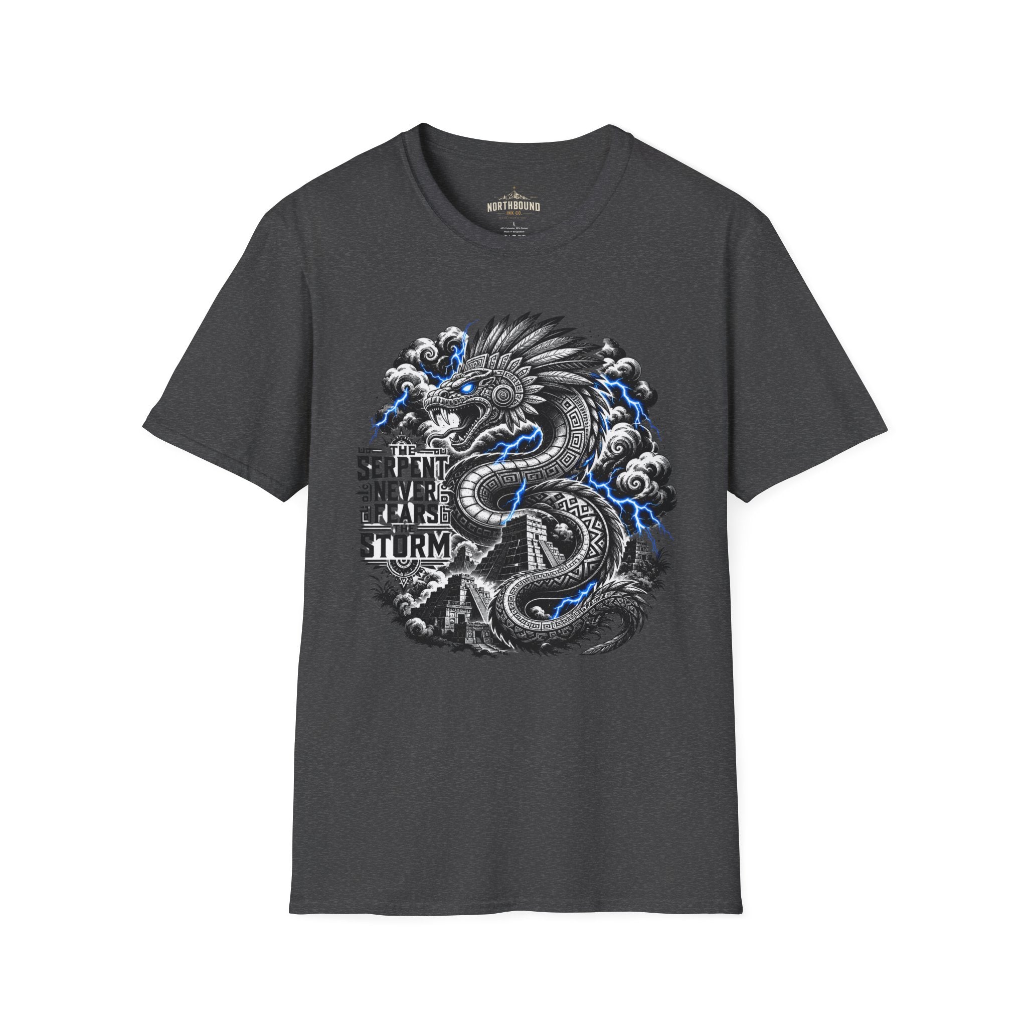 Aztec Serpent T-Shirt — “The Serpent Never Fears the Storm” Graphic Tee
