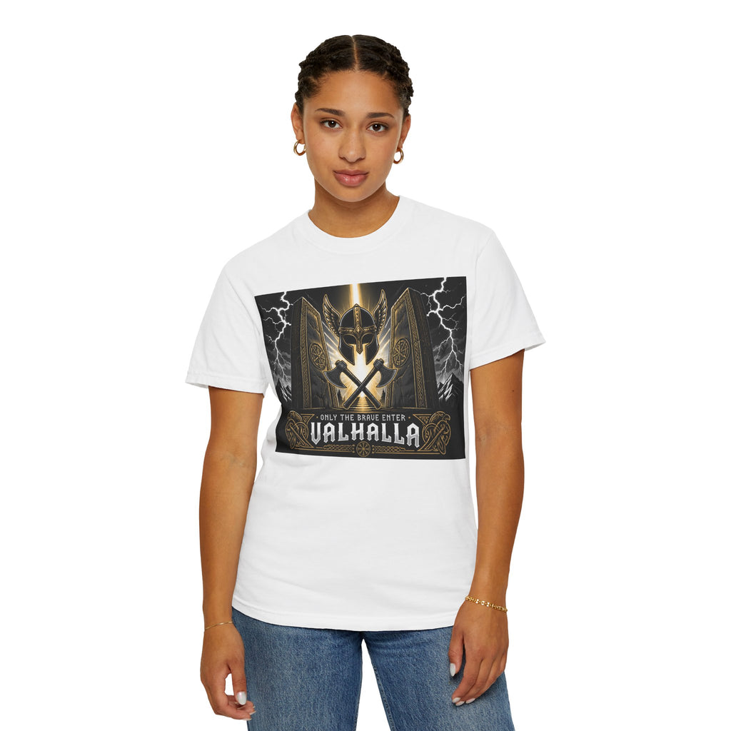 Valhalla Shield T-Shirt — Viking Warrior Norse Mythology Tee