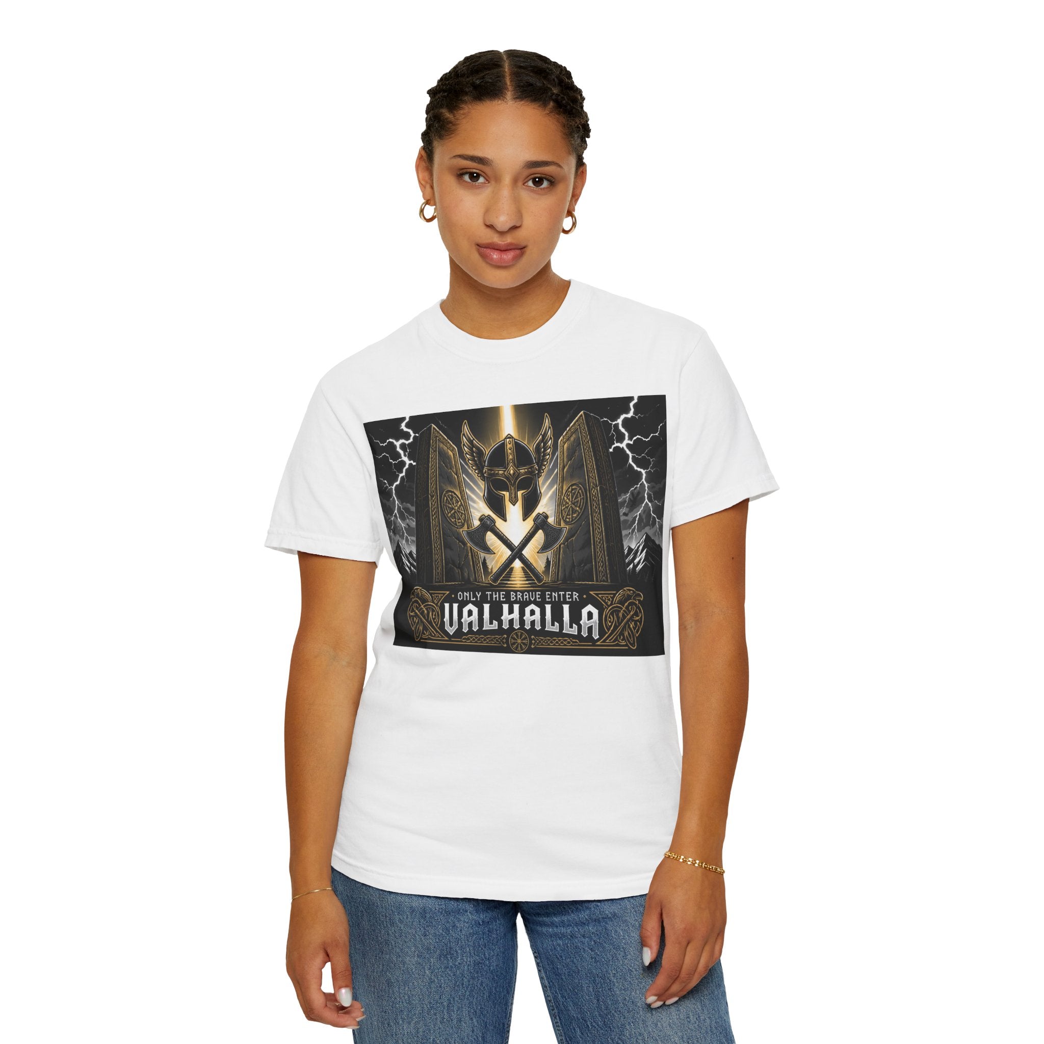 Valhalla Shield T-Shirt — Viking Warrior Norse Mythology Tee