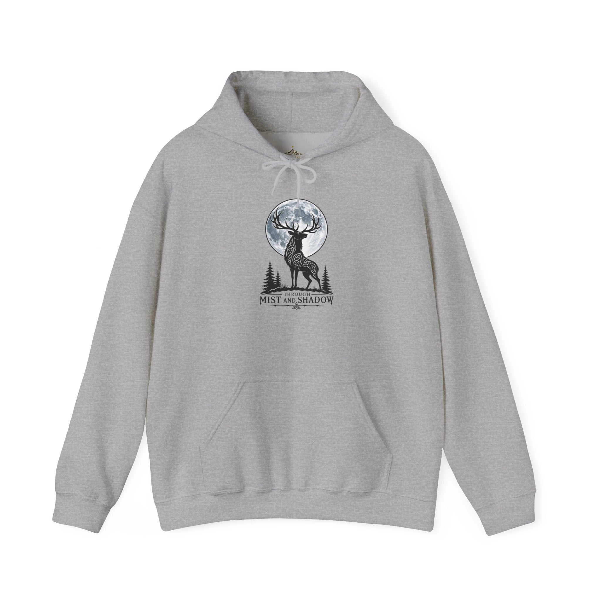 Hoodie – 'Mist and Shadow' Elk Moon Graphic Hooded Sweatshirt