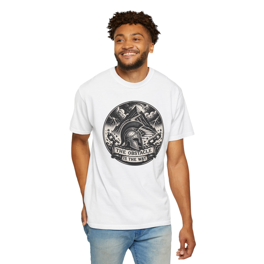 Spartan Helmet T‑Shirt — "The Obstacle Is The Way" Motivational Tee