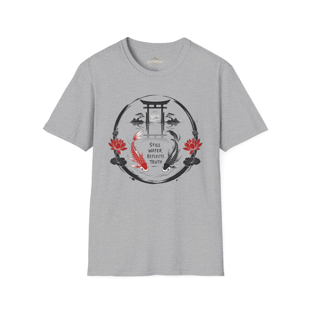 Zen Koi Torii T‑Shirt — "Still Water" Japanese Garden Graphic