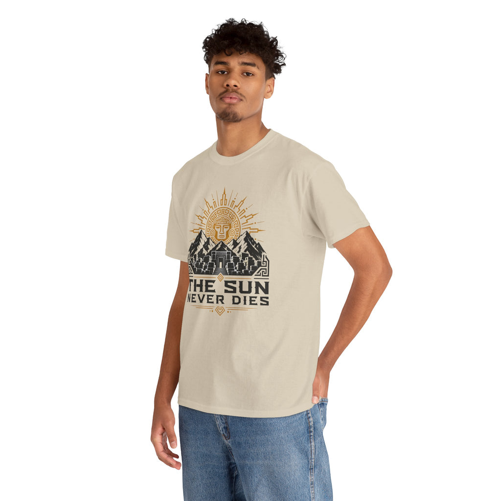 Sun Never Dies T-Shirt — Retro Mountain Adventure Tee