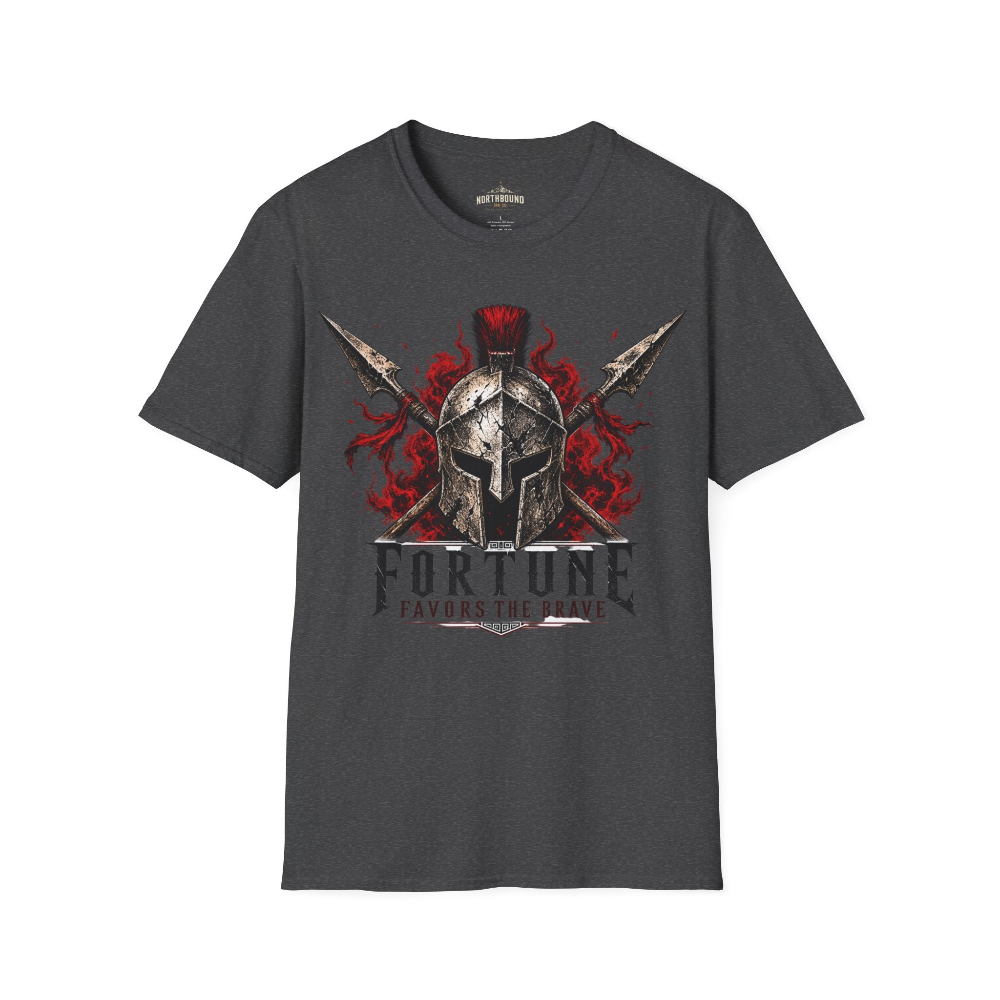 Warrior Helmet T-Shirt — "Fortune Favors the Brave" Spartan Helmet Graphic Tee