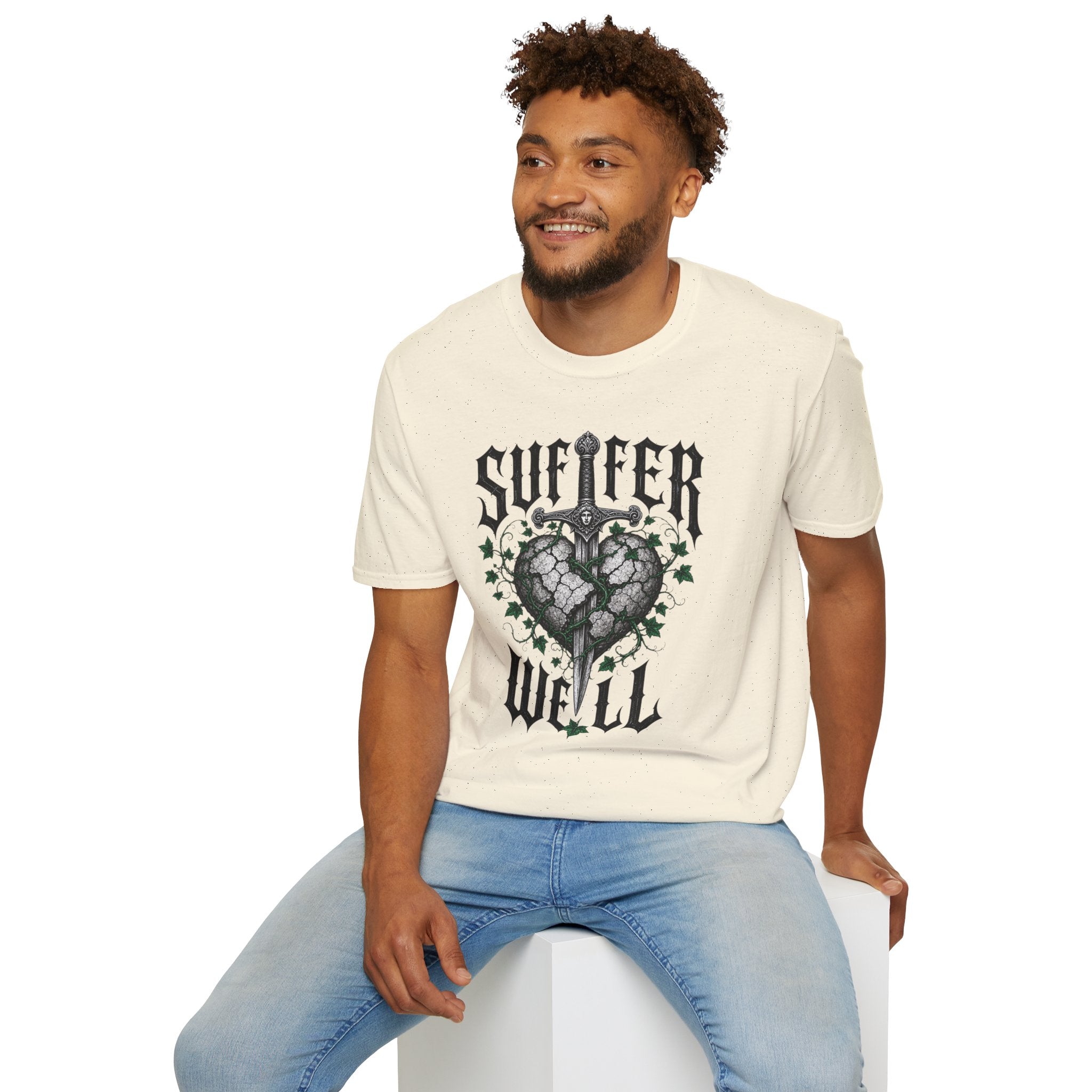 Suffer Well T-Shirt — Gothic Heart Sword Graphic Tee