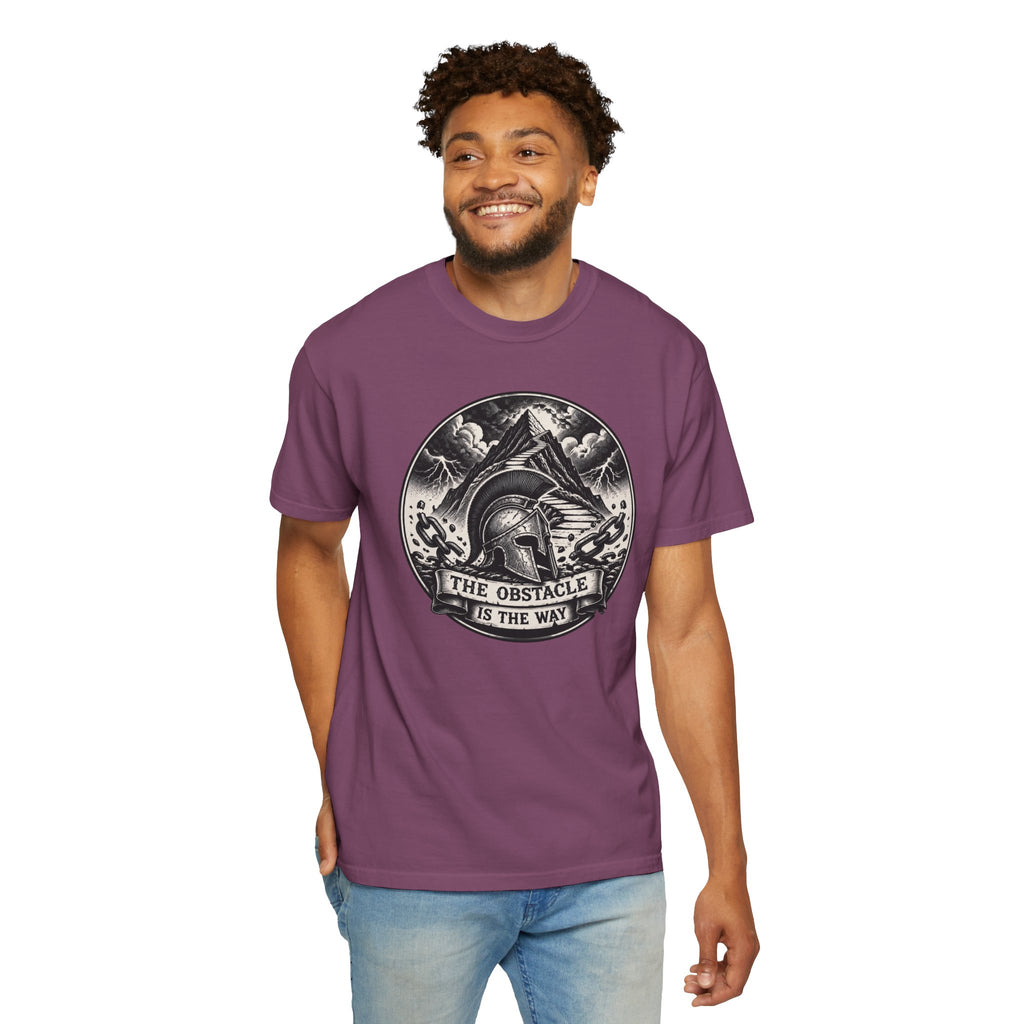 Spartan Helmet T‑Shirt — "The Obstacle Is The Way" Motivational Tee