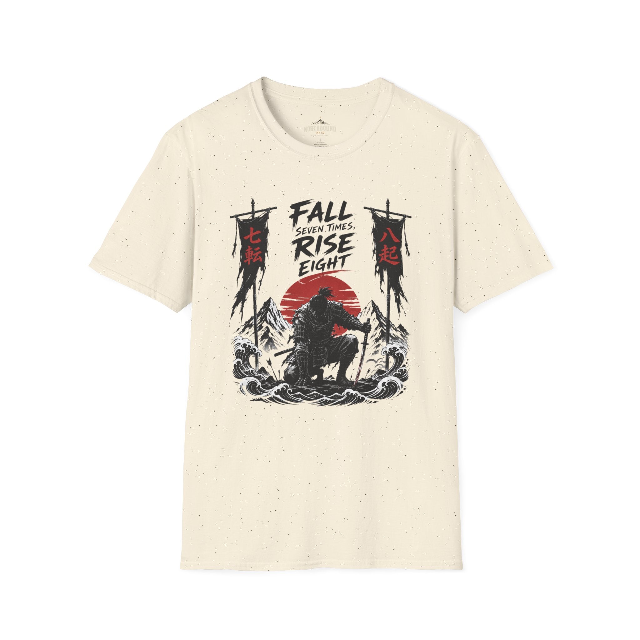 T-Shirt — “Fall Seven Times, Rise Eight” Samurai Graphic Tee