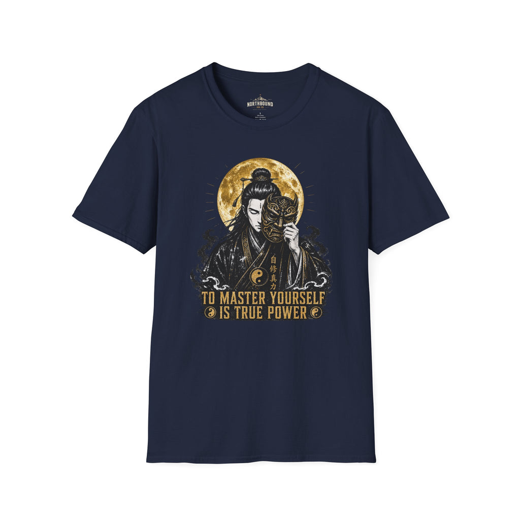 Samurai Mask T-Shirt – "To Master Yourself Is True Power" Graphic Tee