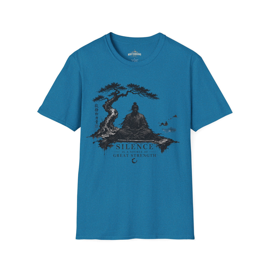 Meditation Zen T-Shirt — 'Silence Is Great Strength' Minimal Bonsai Buddha Tee