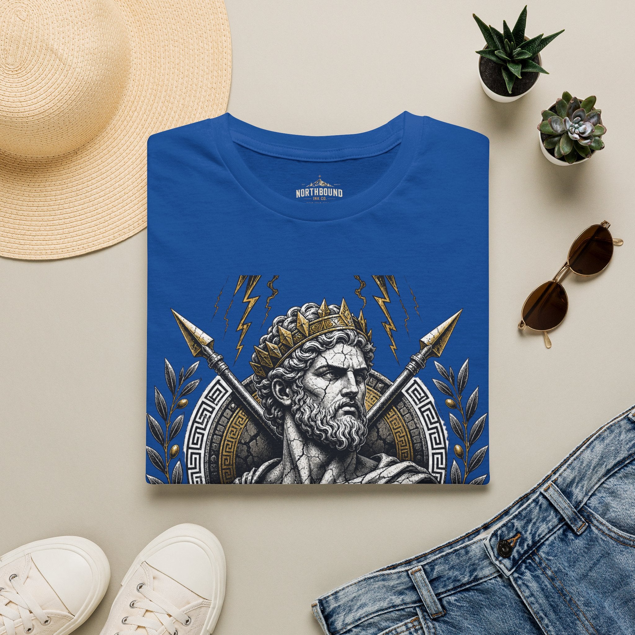 Zeus Lightning T-Shirt — 'Fortune Favors the Bold' Greek God Graphic Tee