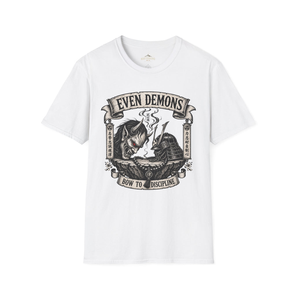 Even Demons T-Shirt — Gothic Samurai Cat Graphic Tee