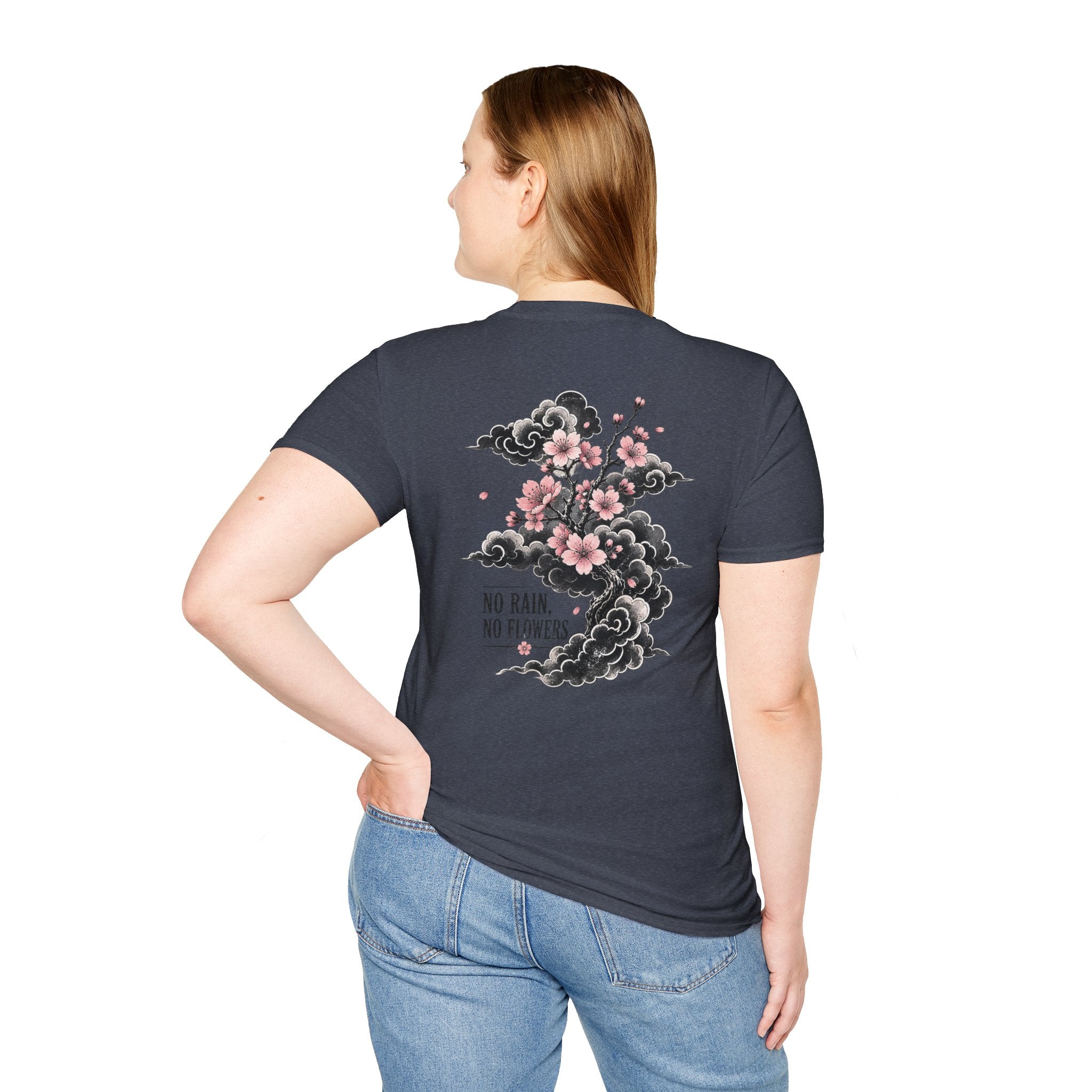 Floral Pocket Cat T‑Shirt — Petite Cherry Blossom Kitten Graphic