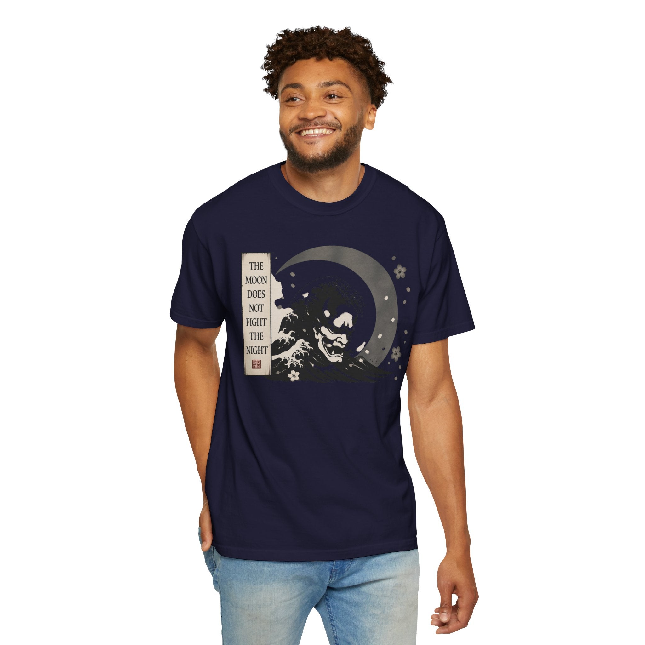 Moon Does Not Frighten Night T-Shirt — Japanese Wave Demon Graphic Tee