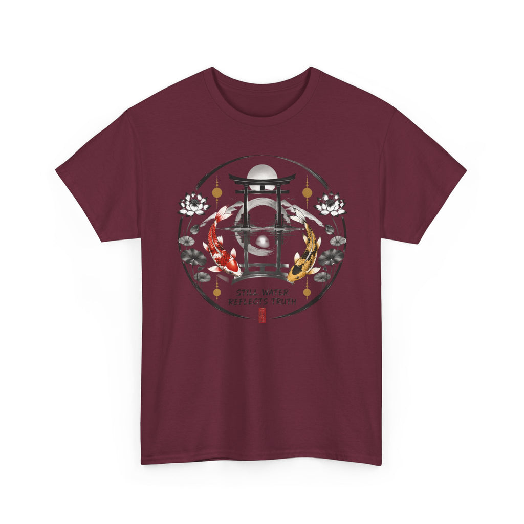 Koi Pond Tee — 'Still Water Reflects Truth' Japanese Torii Graphic T-Shirt