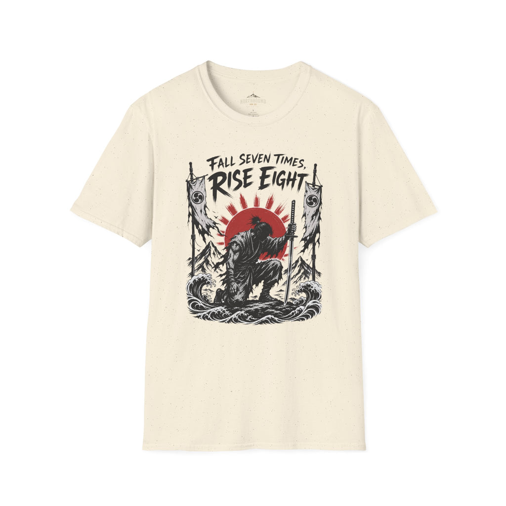 Rise Eight T-Shirt — Fall Seven Times Inspirational Samurai Graphic Tee