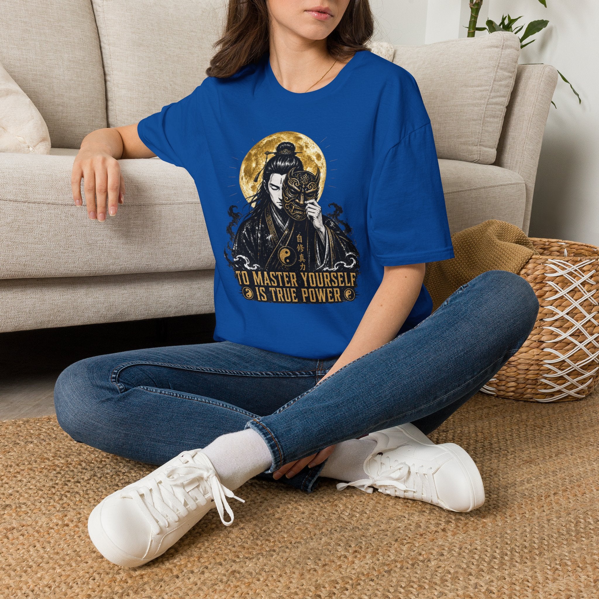 Samurai Mask T-Shirt – "To Master Yourself Is True Power" Graphic Tee