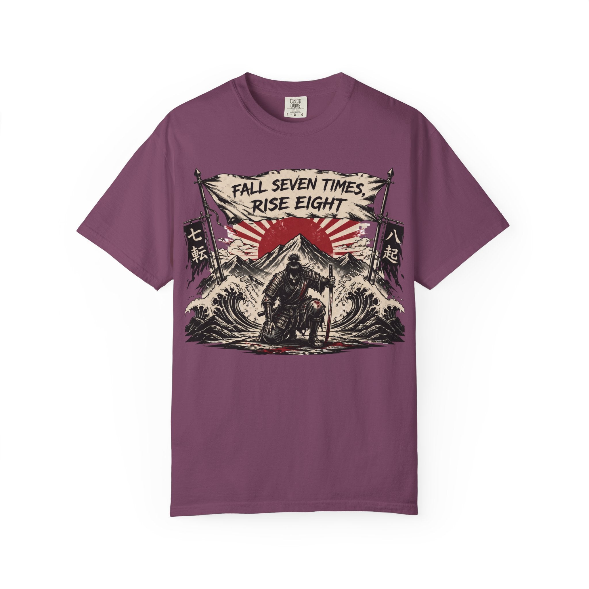 T-Shirt — "Fall Seven Times, Rise Eight" Samurai Graphic Tee
