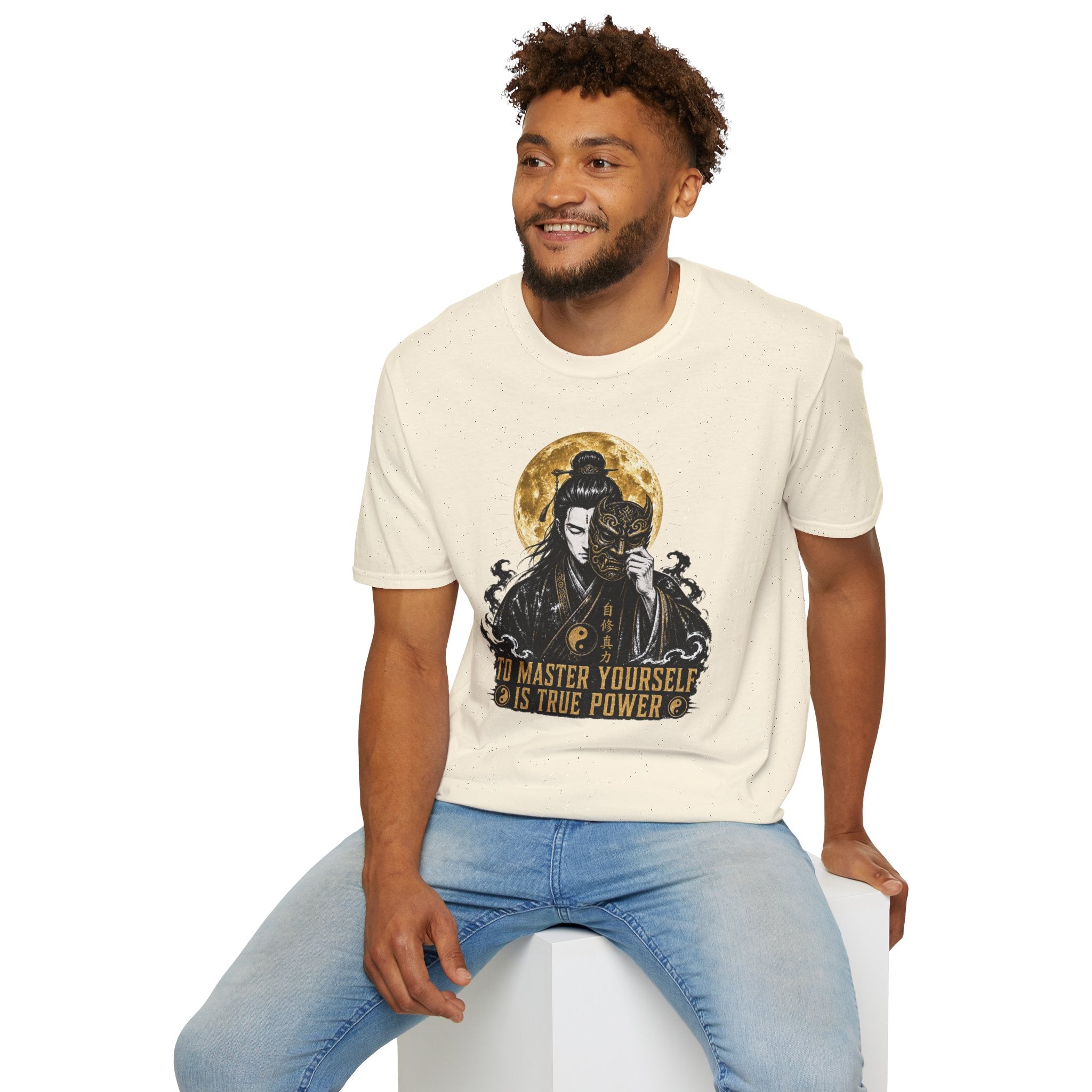Samurai Mask T-Shirt – "To Master Yourself Is True Power" Graphic Tee