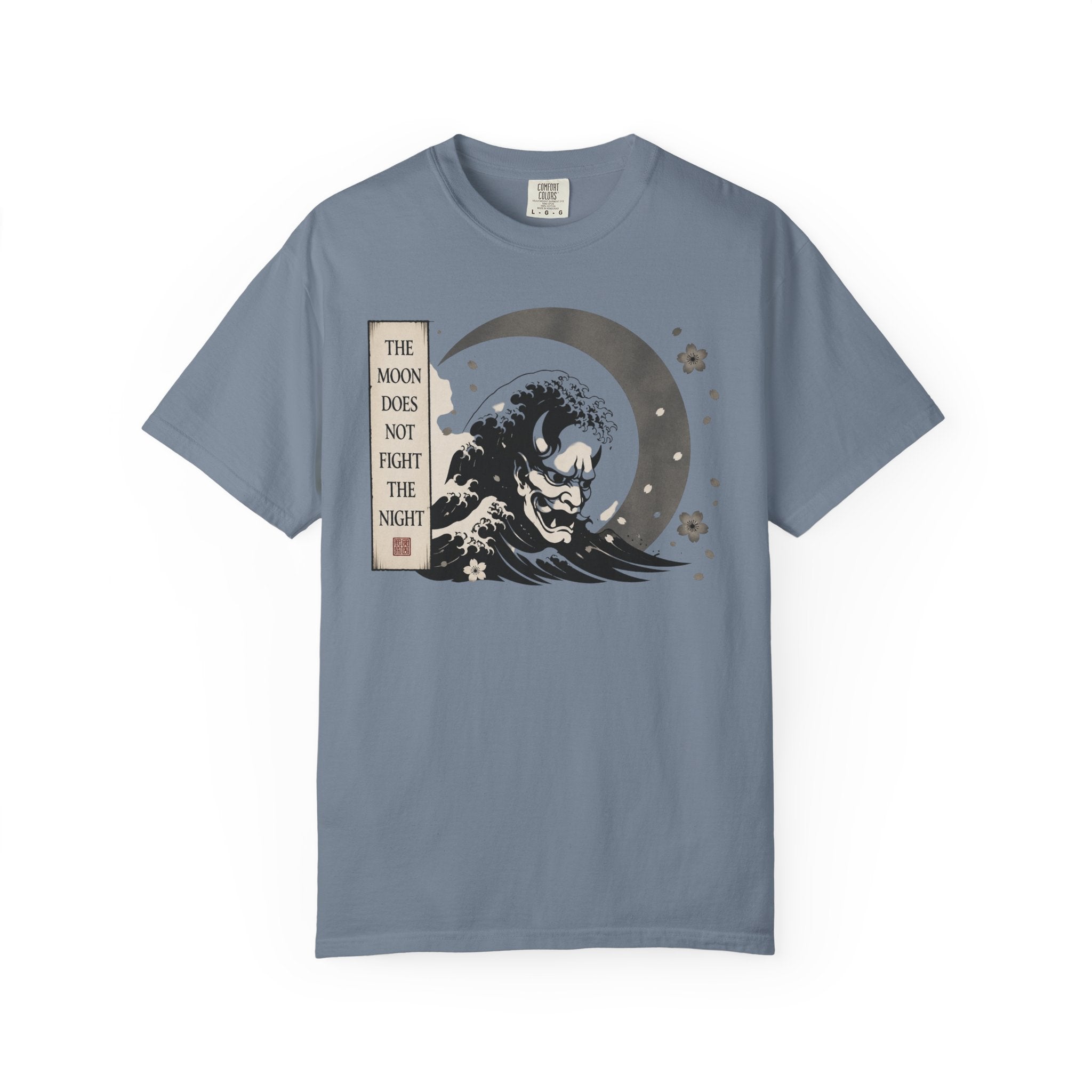 Moon Does Not Frighten the Night T-Shirt — Japanese Wave & Oni Moon Graphic Tee
