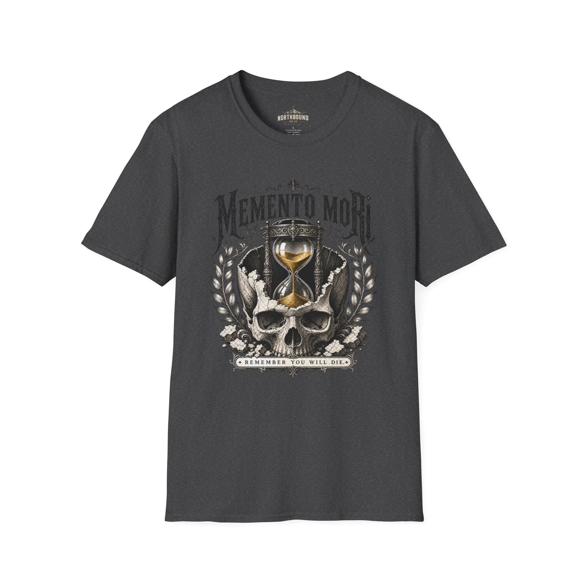 Memento Mori T-Shirt — Vintage Hourglass & Skull Death Awareness Tee