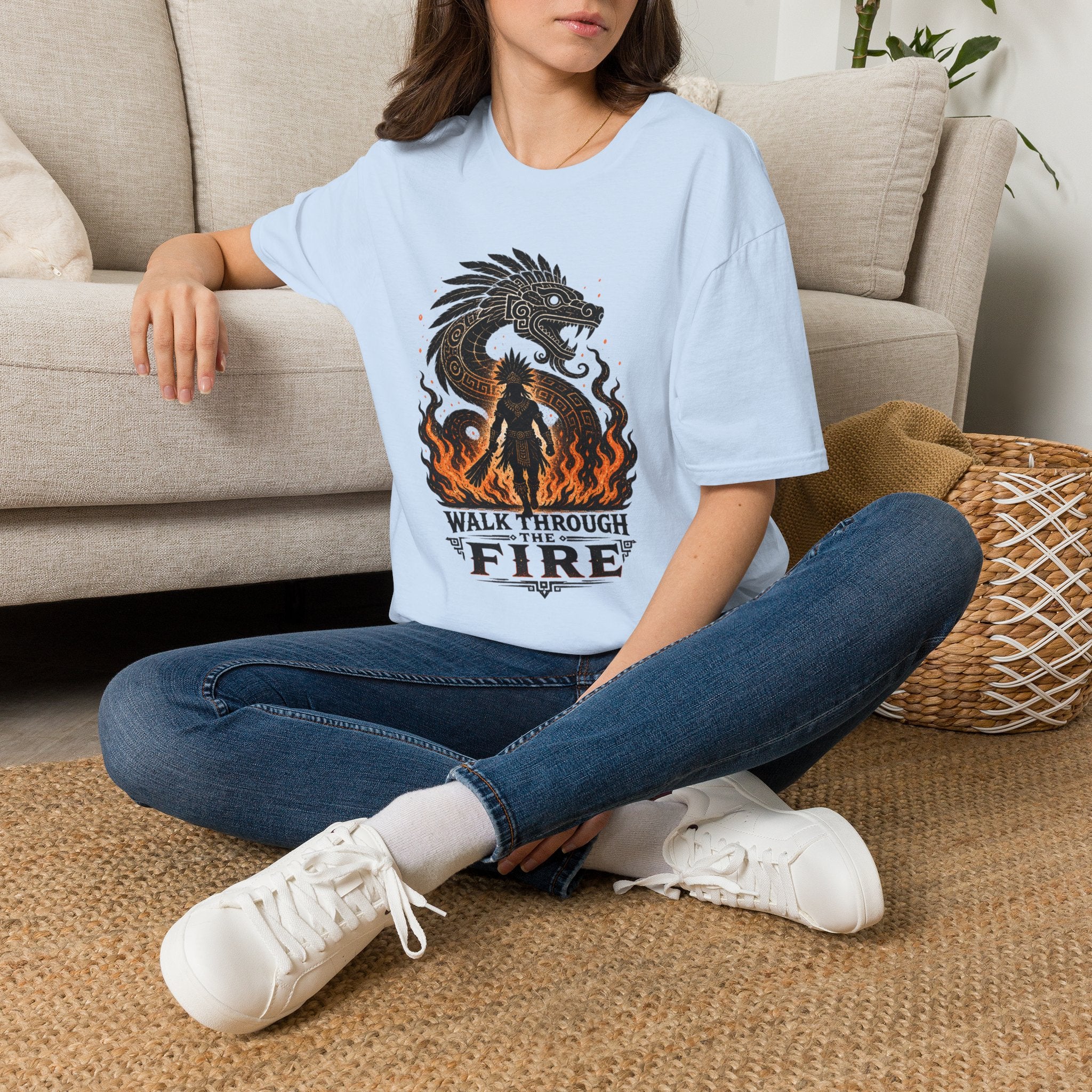 T-Shirt — 'Walk Through Fire' Dragon Flames Graphic Tee